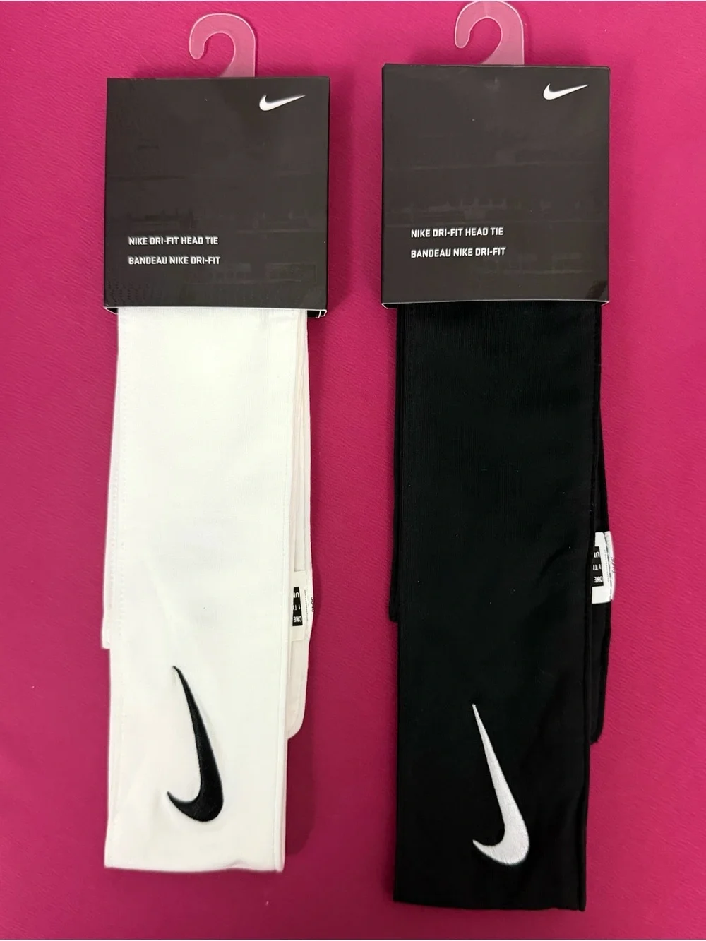 Nike Unisex Set of 2 Dri-Fit Head Tie Performance Bandeau (White & Black) NWT